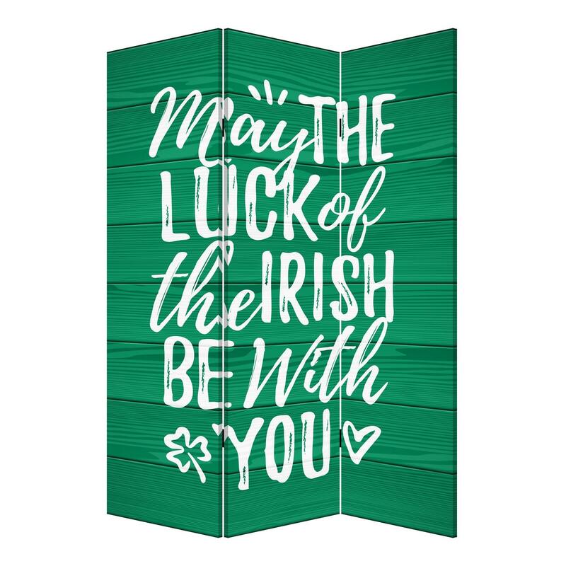 72 Inch 3 Panel Canvas St Patricks Day Print Room Divider,Green