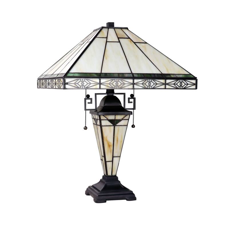 Tiffany Style Victorian Design 3 light Mission Style Table Lamp