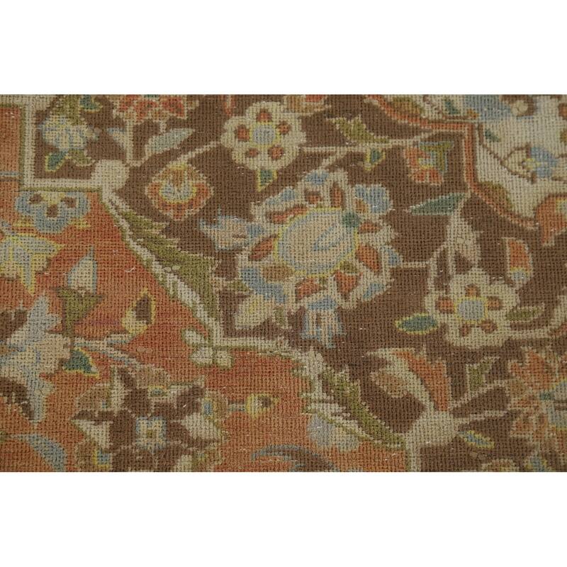 Traditional Kashan Vintage Persian Area Rug Handmade Wool Carpet - 9'3" x 13'0"