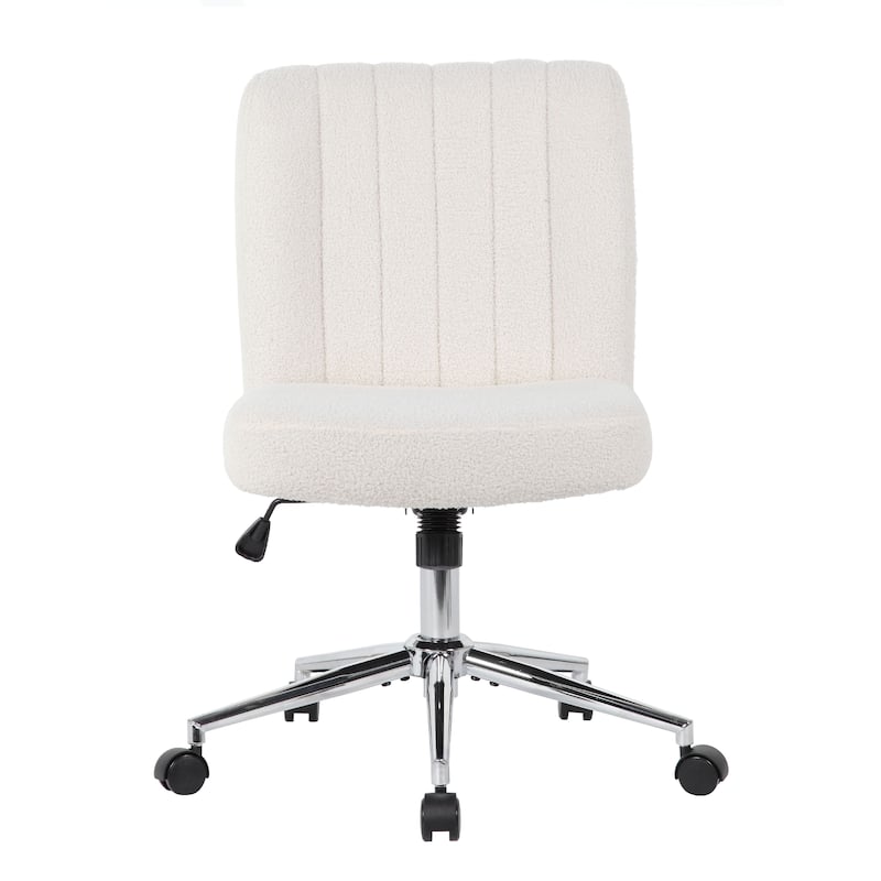 Rio Adjustable Height Office Chair, Cream Boucle, Chrome, Nylon Casters