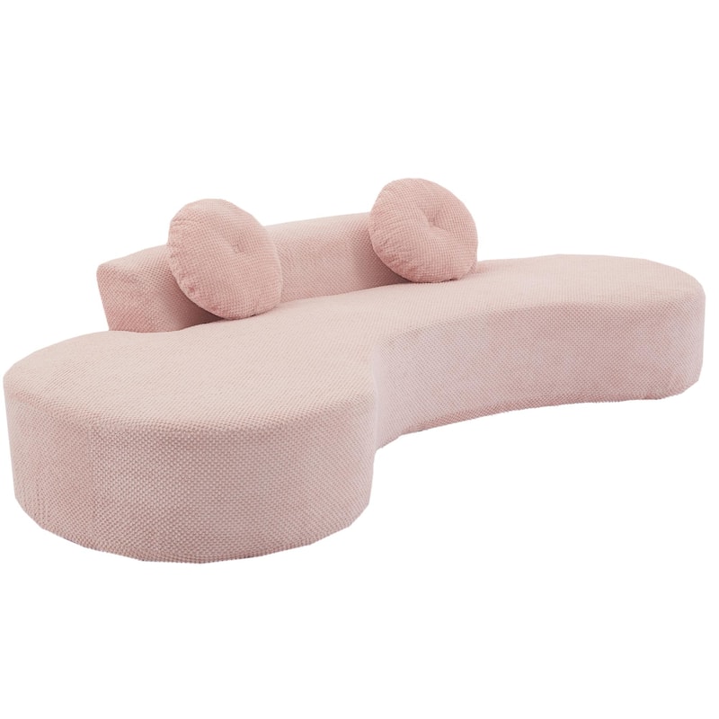 Pink Corduroy Cloud Sofa with Pillows