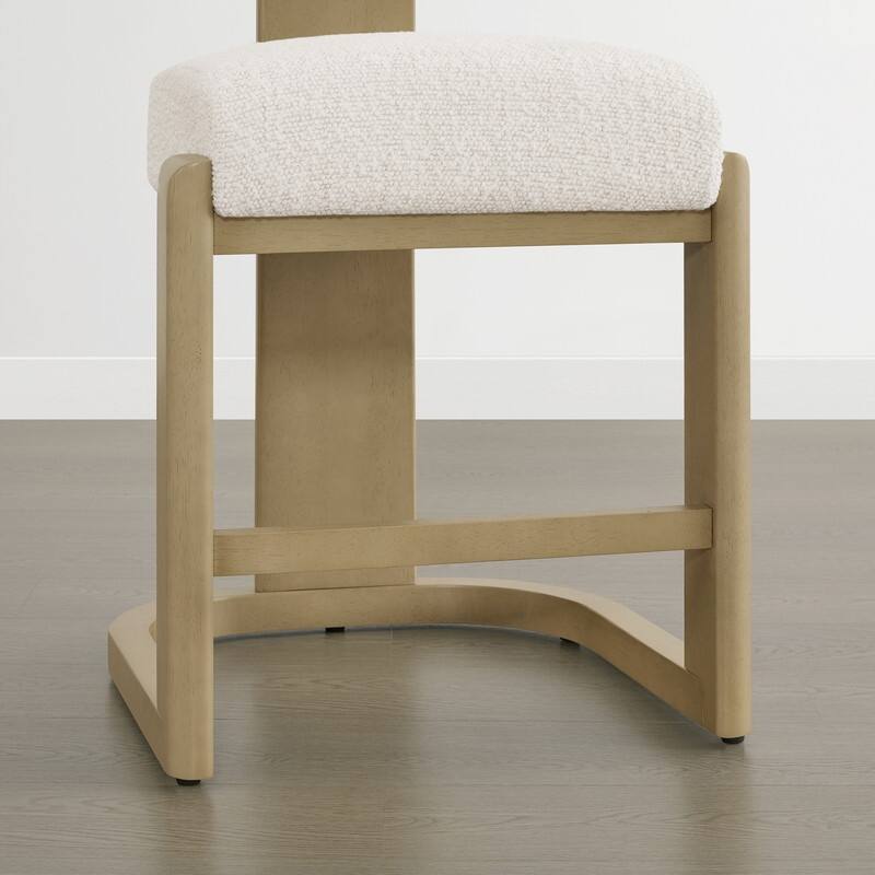 Spruce & Spring Arya Upholstered Boucle Counter Stool with Solid Wood Frame