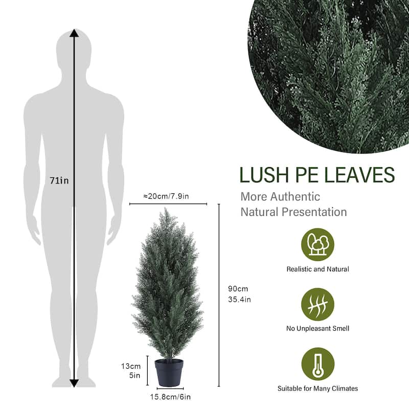GDFStudio - Eryndor Faux Cypress Tree UV-Resistant Realistic Design (Set of 2)