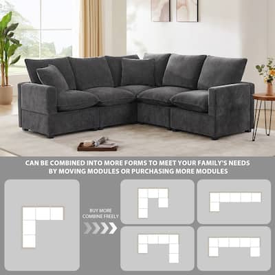 Modern L Shape Modular Chenille Sectional Sofa,Freely Combinable,2 Pillows