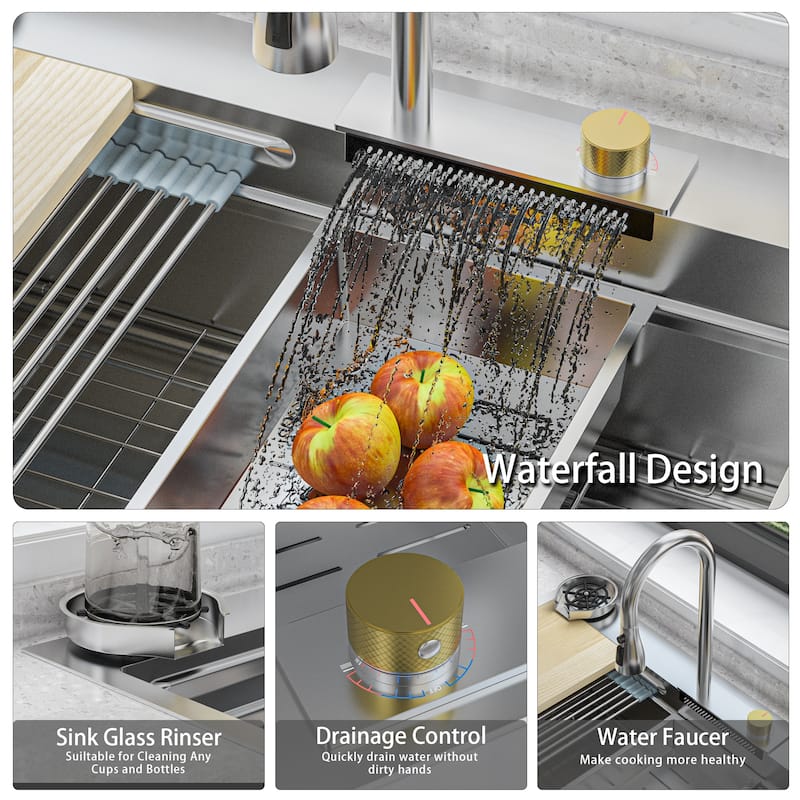 33 Inch Farmhouse Sink Front Kitchen Sink Workstation Single Bowl