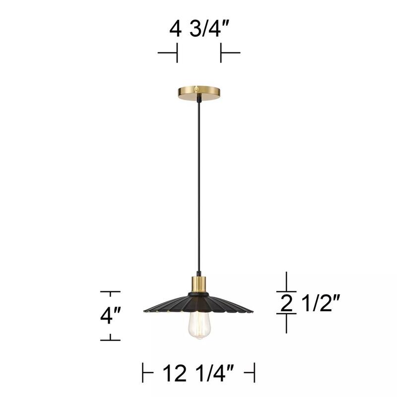 Wide Black and Gold Pendant Light - 12" x 120"