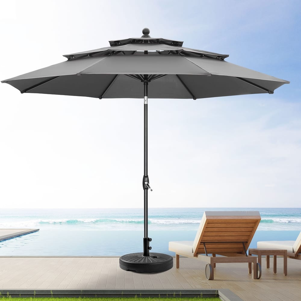 Ainfox 10ft Patio Umbrella 3-tier Outdoor Umbrella with Base