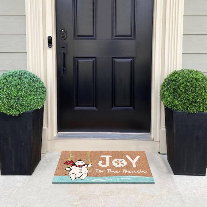 A1HC Natural Coco Coir Door Mat with Heavy Duty Non-Slip PVC Backing - 18" x 30" - Easy to Clean