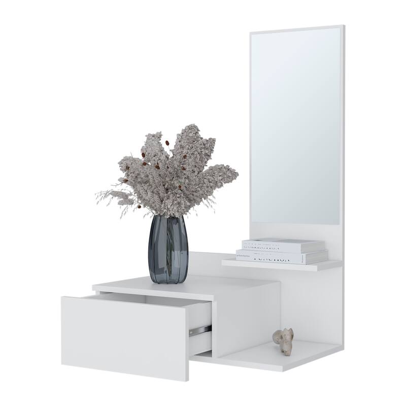 Elgin Floating Vanity with Included Mirror, White