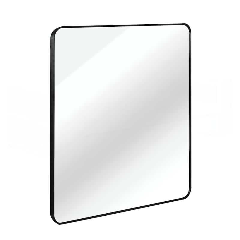 30 in x 30 in Black Metal Framed Square Bathrrom Mirror for Wall
