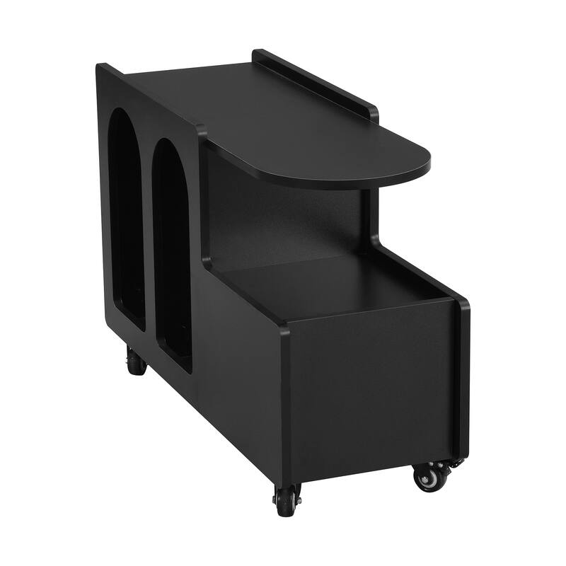 Mobile End Table with lockable wheels, Side Table with Storage Drawer, 11.8inch Narrow Nightstand with Multi-layer Storage