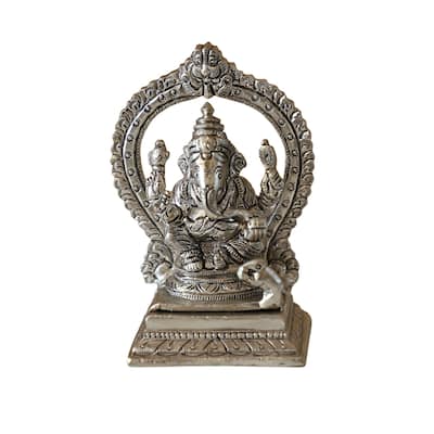 Cottage Handicraft ,Silver Ganesh Arch Statue with Free Elephant Gift - 9.5cm x 6cm x 13cm