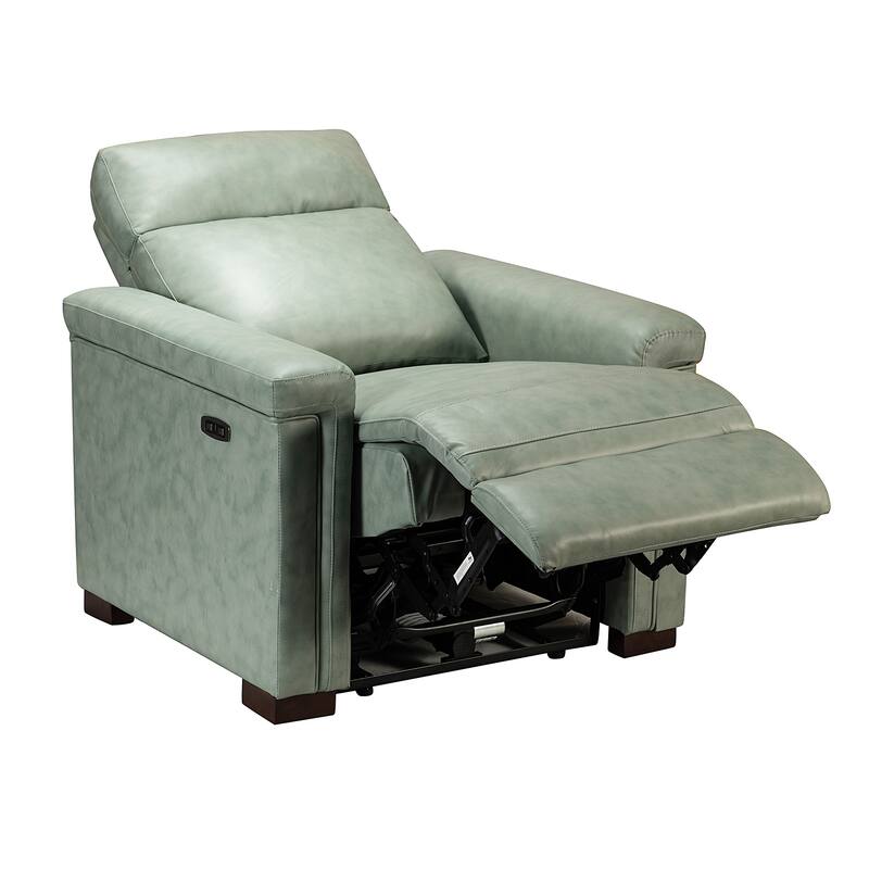 Alicia 34.65" Wide Contemporary Classic Genuine Leather Power Recliner With USB Port