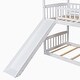 preview thumbnail 20 of 19, Twin Over Twin Size Wood House Bunk Bed with Slide, Ladder and Guard Rail