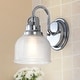 preview thumbnail 79 of 113, Shirley Metal/Glass LED Vanity Light, by JONATHAN Y 1-Light - Chrome/Clear