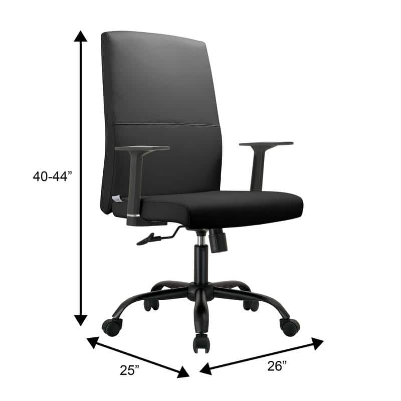 Evander Ergonomic Leather Upholster Office Chair with Aluminum Frame, Foam Cushion, Fixed Armrests, 360° Swivel & Quick Assembly