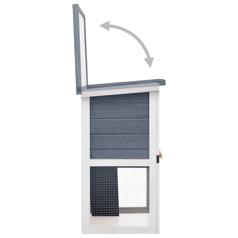 vidaXL Outdoor Rabbit Hutch 1 Door Gray Wood - 35.4"x17.7"x31.5"