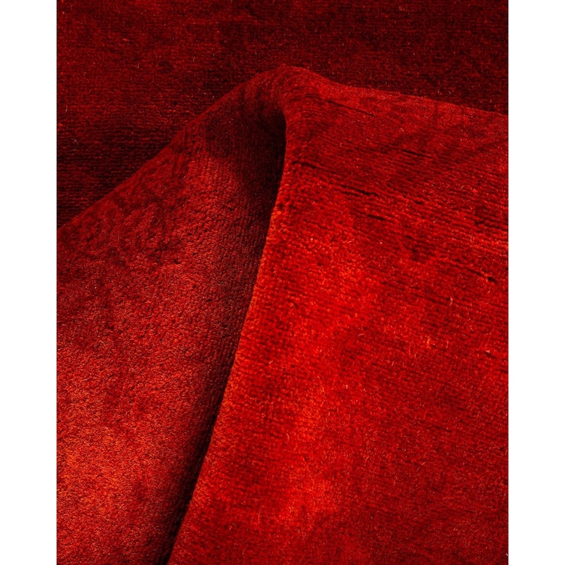 Overton Hand Knotted Wool Vintage Inspired Modern Contemporary Overdyed Orange Runner Rug - 3' 1" x 22' 8"
