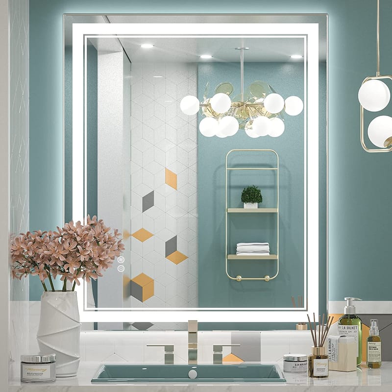 Full Size Front & Back LED Lighted Anti-fog Tempered Glass Wall Bathroom Vanity Mirror