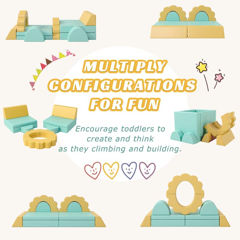 Foam Climbing Blocks Convertible Sofa ,Kids Play Couch, Indoor Climbing Structure for Toddlers, Infant, Kids, Pre-school
