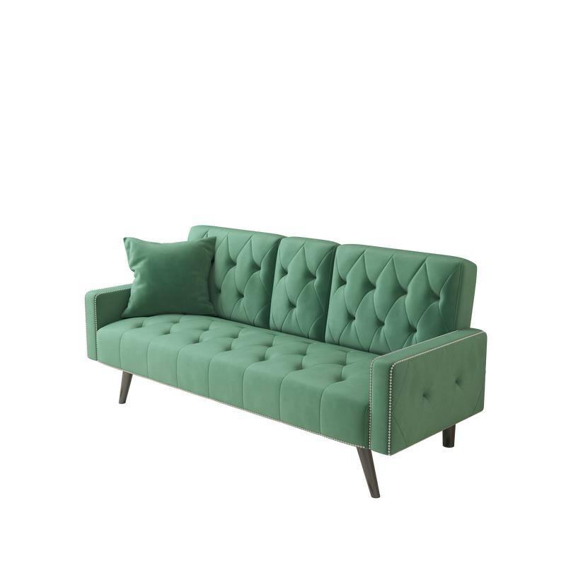 72 inch Velvet Sofa Bed With Two Cup Holders