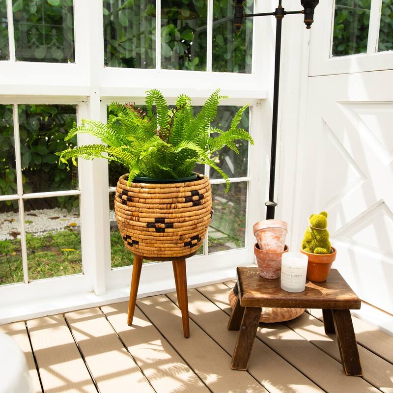 23-in UV Resistant Artificial Boston Fern Plant (Indoor/Outdoor) - Green