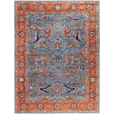 Serapi One-of-a-Kind Hand-Knotted Area Rug - Blue - 9' 0" x 11' 11"
