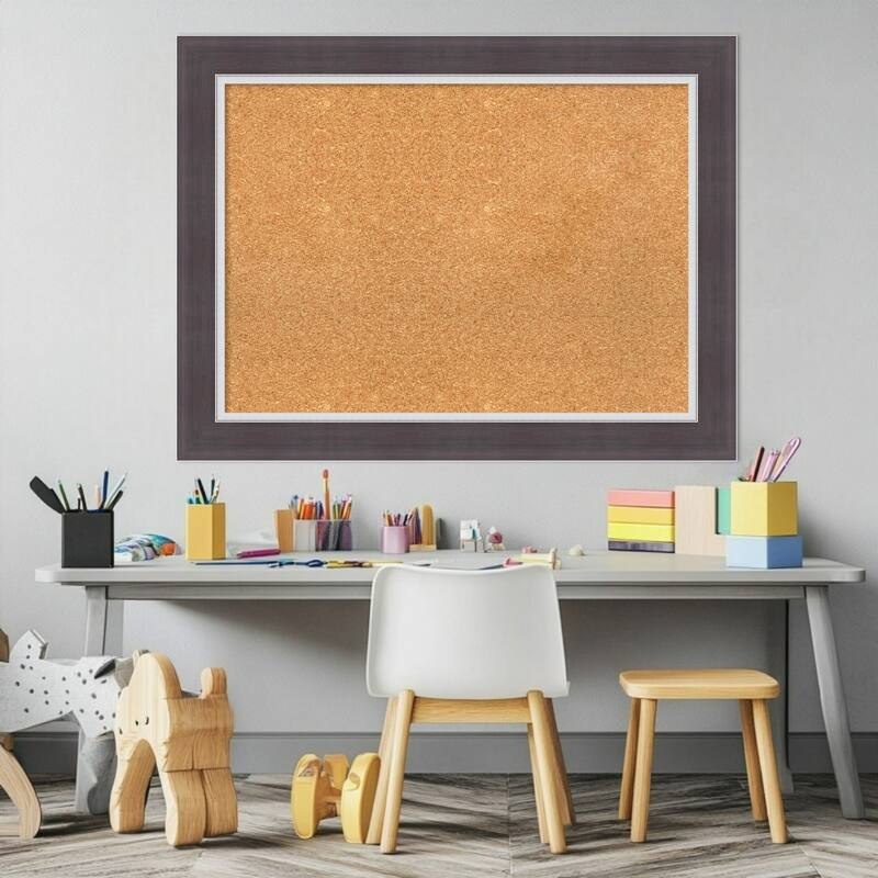 Ellie Brown Silver Framed Cork Board - Bulletin Board, Organization Board, Pin Board