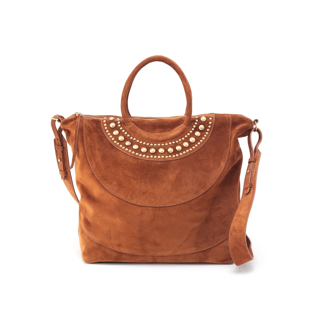 HOBO Maggie Studded Suede Satchel Bag