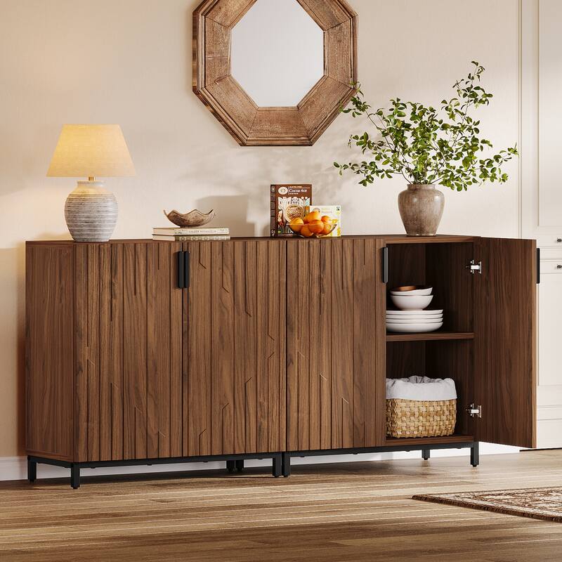 Sideboard Buffet Cabinet, Adjustable Shelves Storage Cabinet, Dining Room Coffee Bar Kitchen Accent Cabinet