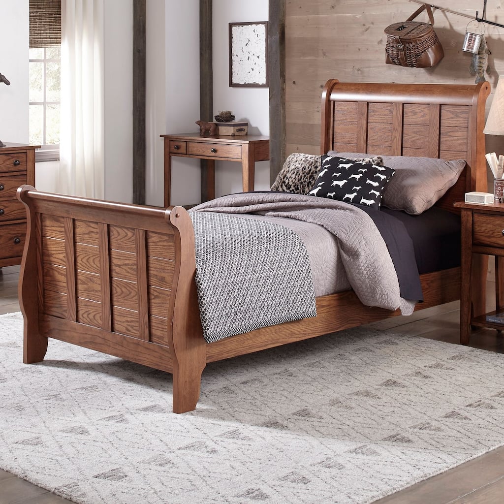 Copper Grove Epper Aged Oak Youth Sleigh Bed