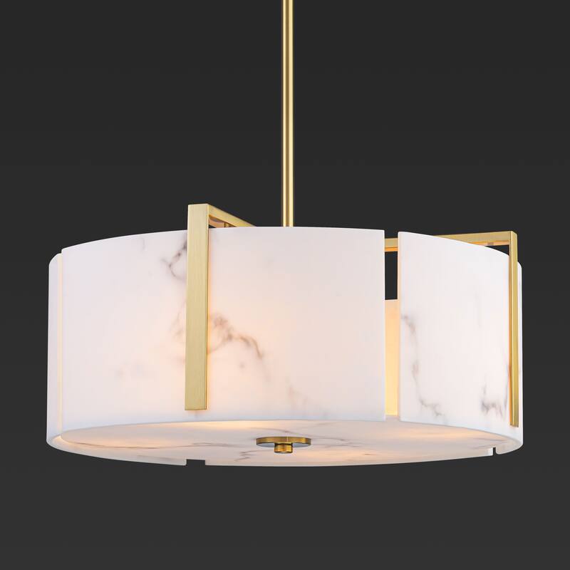 Starsky 4-Light Natural Alabaster Drum Chandelier