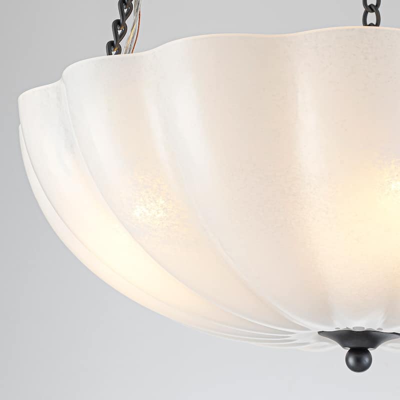 Elegant Gold and Glass Chandelier 3-Light Pendant Light Fixture with Frosted Dome Design