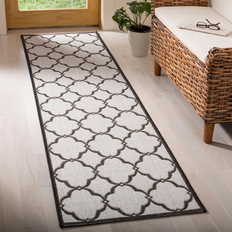 SAFAVIEH Linden Gaye Indoor/ Outdoor Waterproof Patio Backyard Rug. - 2'2"x8' Runner - Light Grey/Charcoal