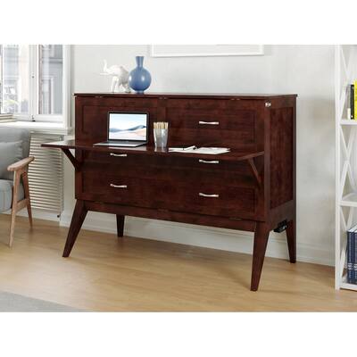 Northampton Full Size Murphy Bed Chest with Desk in Walnut