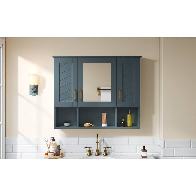 Roomfitters 35 Inch 2-in-1 Wall Mount Medicine Cabinet, Mirror Storage with Adjustable Shelves & Soft Close