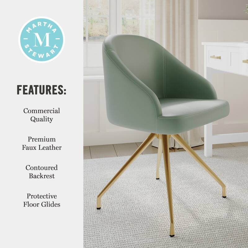 Martha Stewart Upholstered Stationary Swivel Home Office Chair