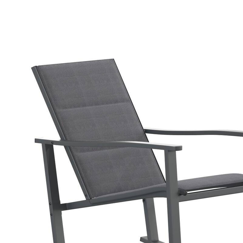Set of 2 All Weather Flex Comfort Rocking Chairs with Metal Frames-Black/Black