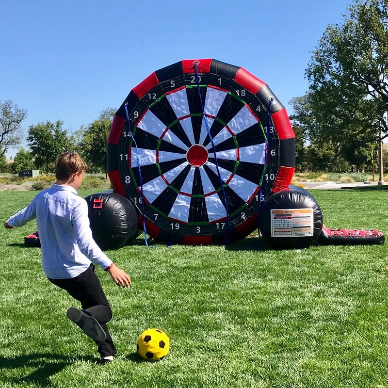 Jump Orange Outdoor Soccer Dart Commercial Grade Inflatable Large Multi Game for Kids & Adults with Air Blower