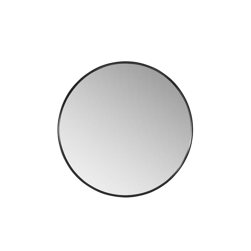 Vinnova Cascante Round Metal Wall Mirror - 32 in. W x 32 in. H - Brushed Black