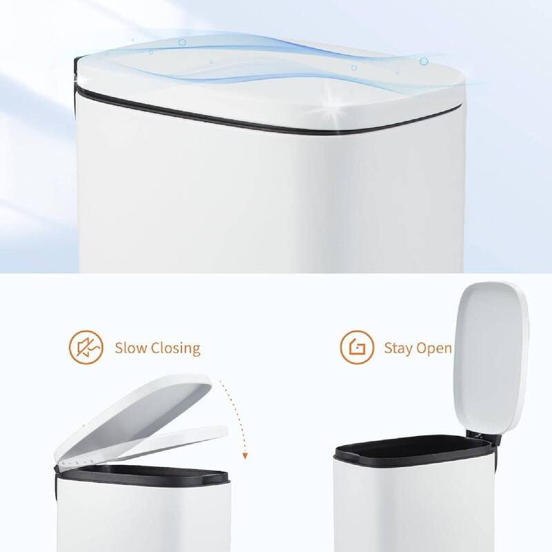 13 Gallon/ 50 Liter Slim Stainless Steel Garbage Bin, Trash Can for Kitchen Bathroom