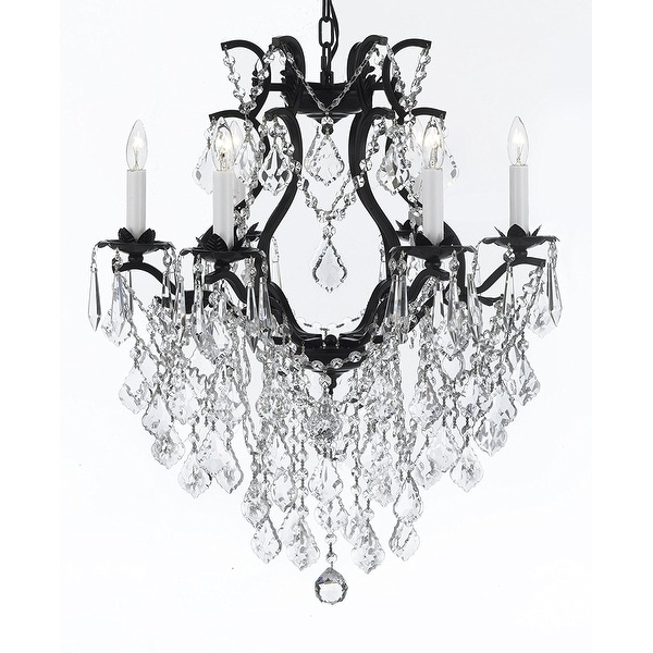Swarovski Crystal Trimmed Chandelier Wrought Iron Swarovski Crystal Trimmed Chandelier Wrought Iron Chandeliers Lighting Black