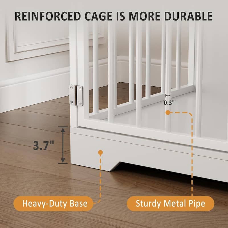 48 Inch Heavy-Duty Dog Crate Kennel for Small & Medium Dogs with Storage Shelves