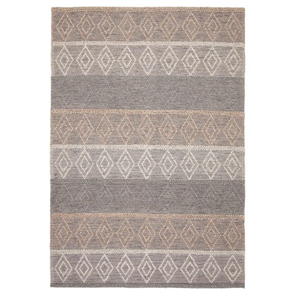 ECARPETGALLERY Braid weave Sienna Grey Wool Rug - 6'1 x 8'6