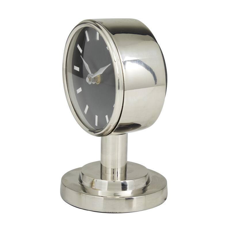 Stainless Steel Metal Small Clock with Numberless Black Clockface - Silver or Gold - Roche River Decor