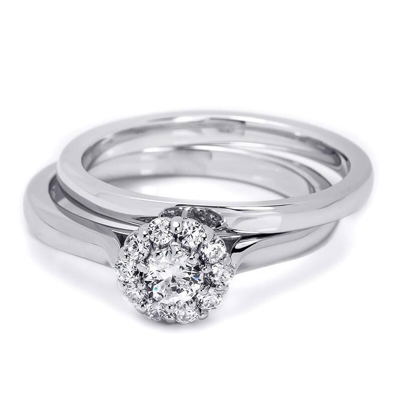 Womens Delicate 0.50 CT Wedding Band Bridal Ring Set Sterling Silver