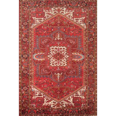 Hand Knotted Oriental 100% Wool Carpet Traditional Medallion Red Heriz Area Rug - 11' 0'' X 8' 2''