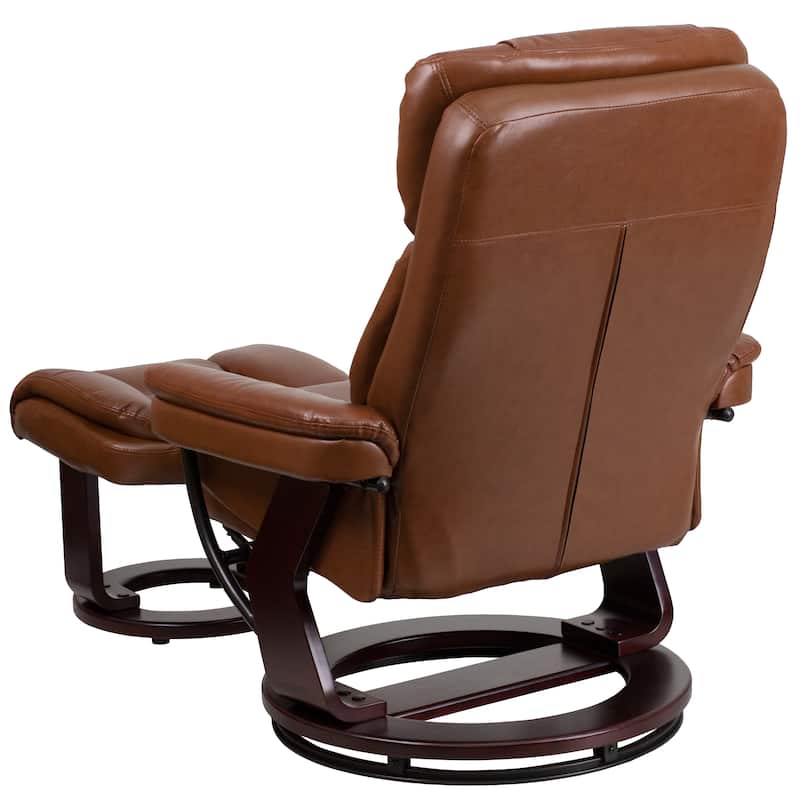 Contemporary Multi-Position Recliner and Curved Ottoman with Swivel Base - 34" - 44.5"D x 33"W x 41.25"H