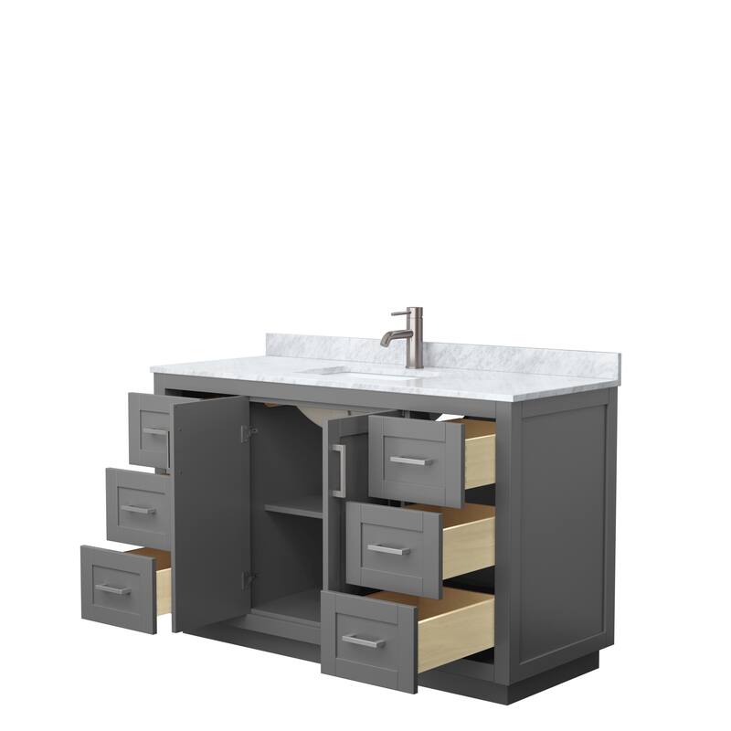 Miranda Single Vanity Set, White Carrara Marble Top, No Mirror