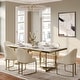 preview thumbnail 29 of 58, Modern Marble Dining Table with White Rectangular Tabletop Gold Stainless Legs, Dining Room Table